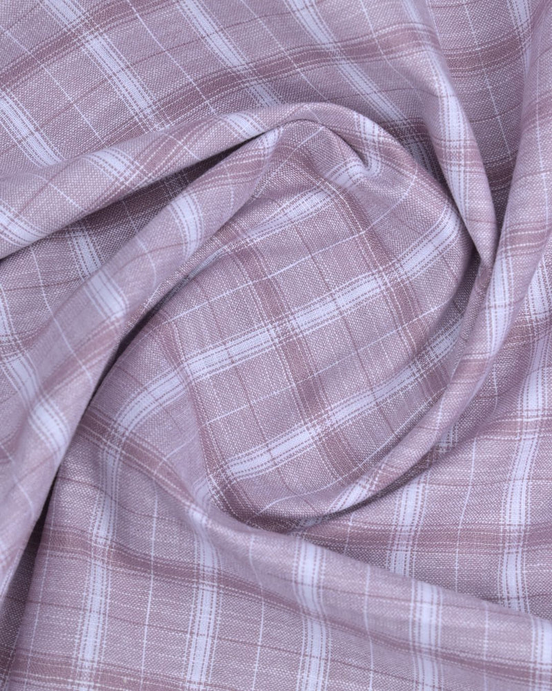 Rose Gold & White Checks -Full-Bamboo Linen