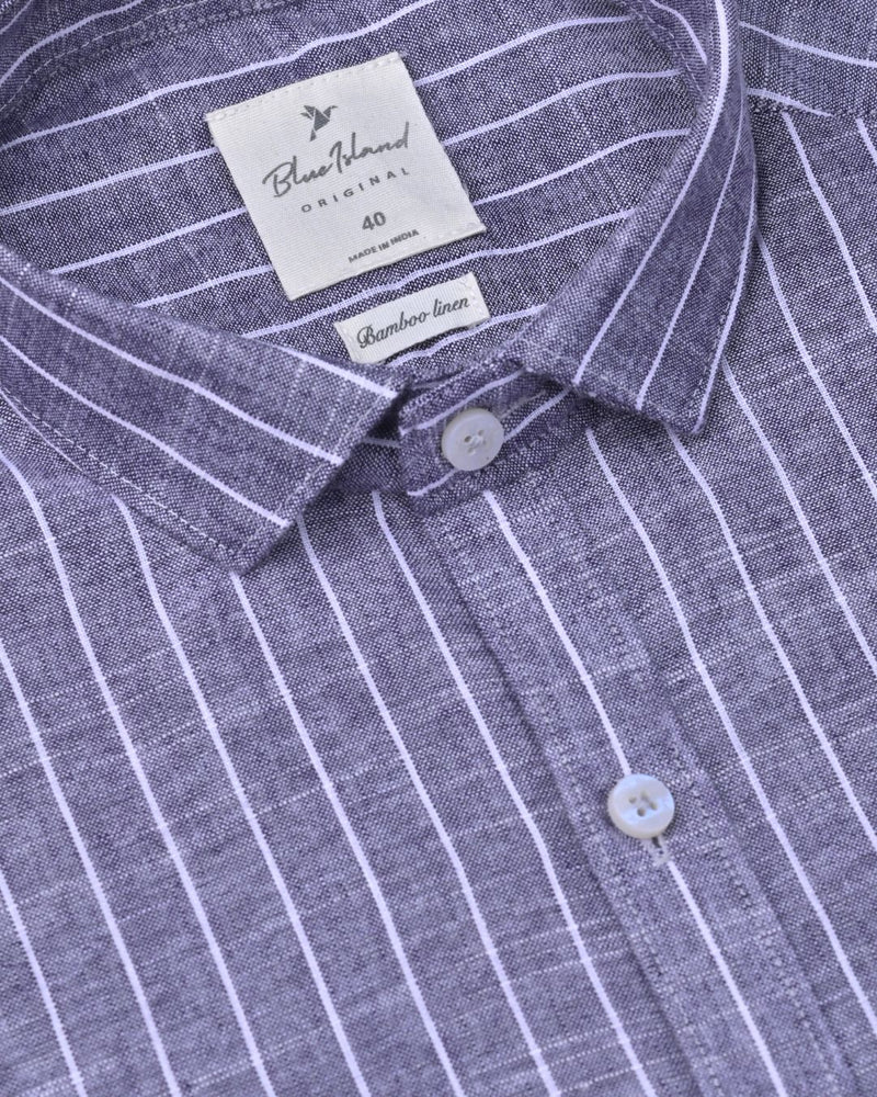 Violet Pinstripes -Full-Bamboo Linen