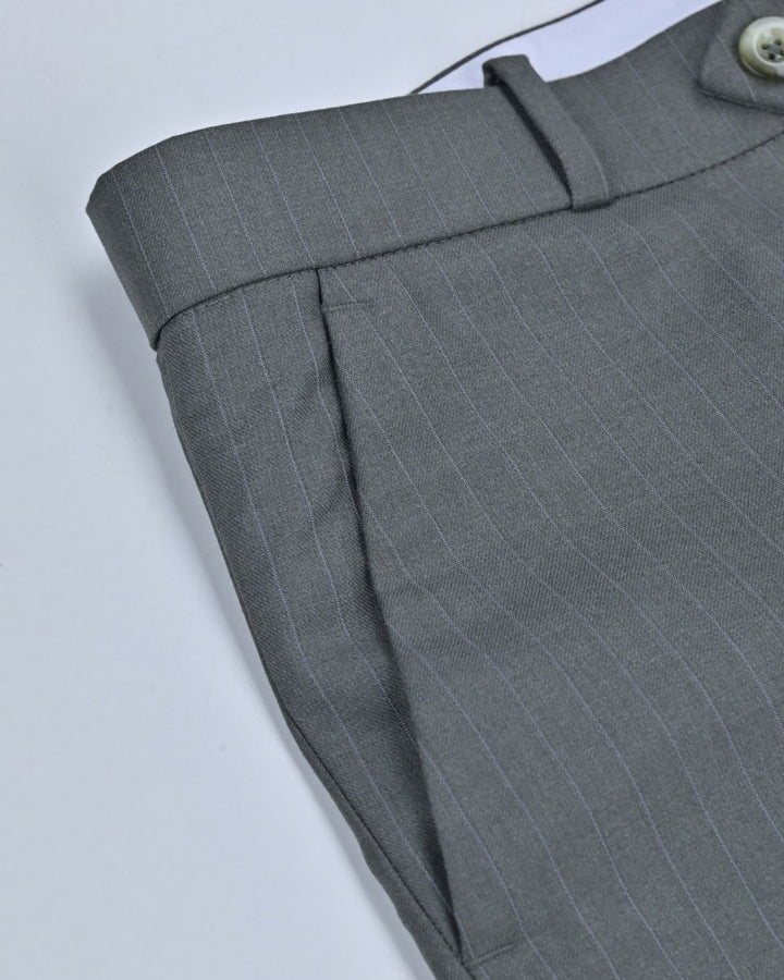 Dark Green Vertical Stripes - Wrinkle free Formal Pant