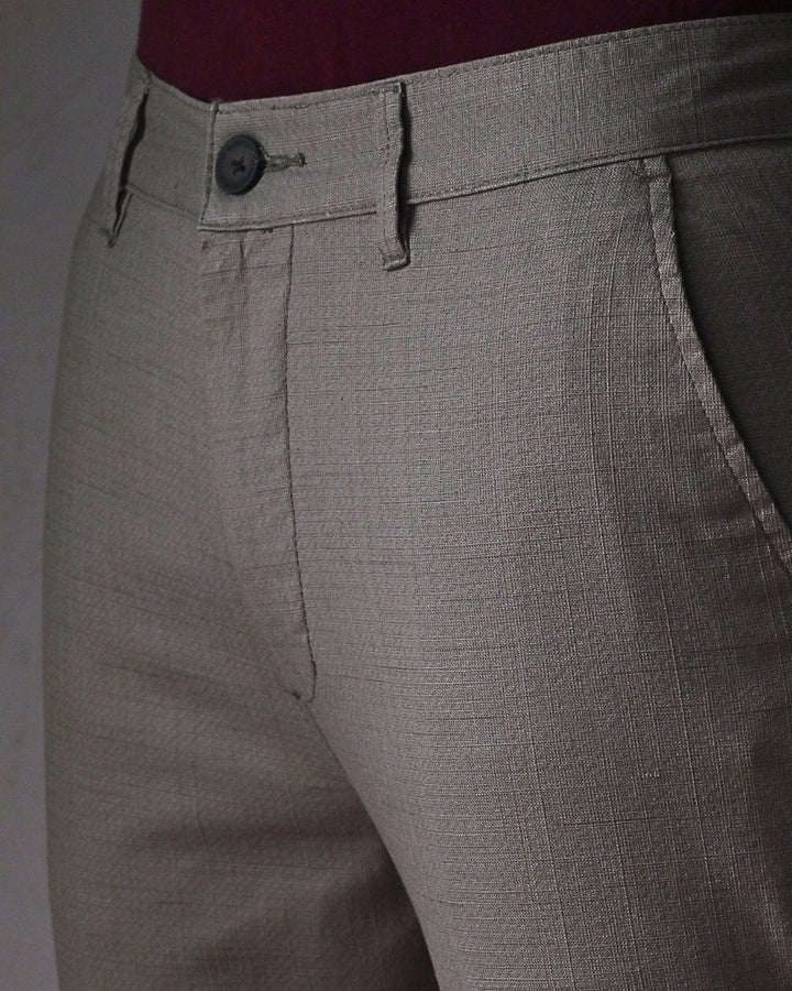 Grey Mini Checks- 2 way stretch - COTTON LINEN PANT