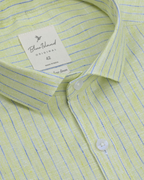 Lime Green Stripes -Full-Bamboo Linen