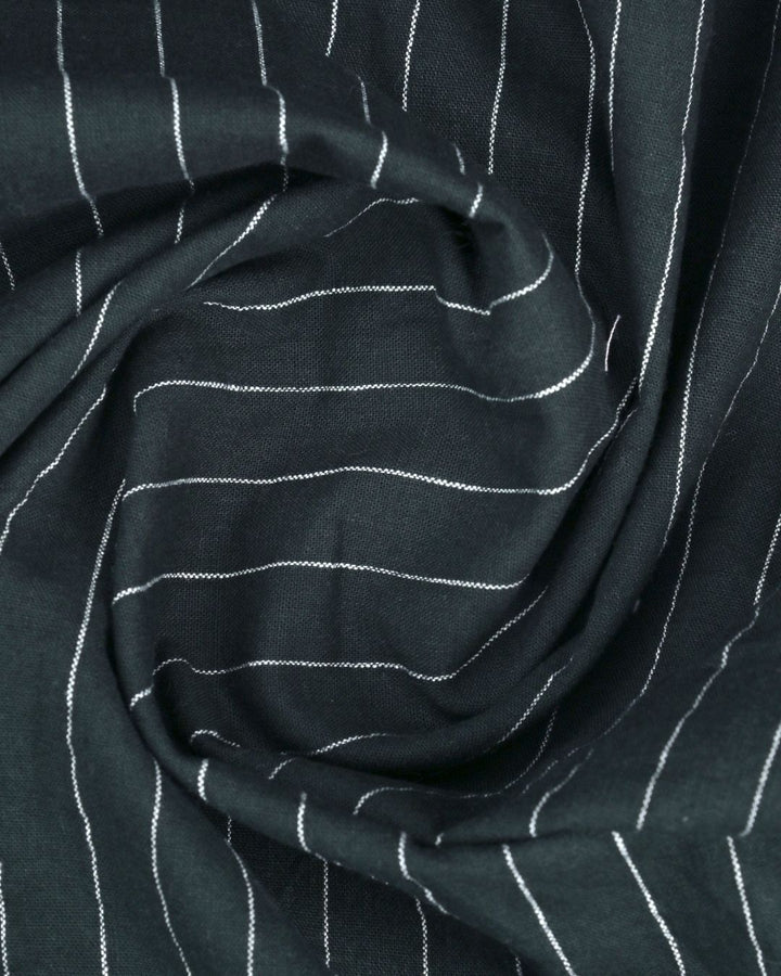 Dark Green Solo Stripes-Full-Cotton Linen Shirt