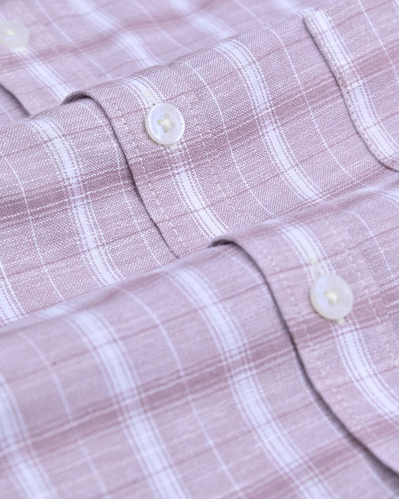Rose Gold & White Checks -Full-Bamboo Linen