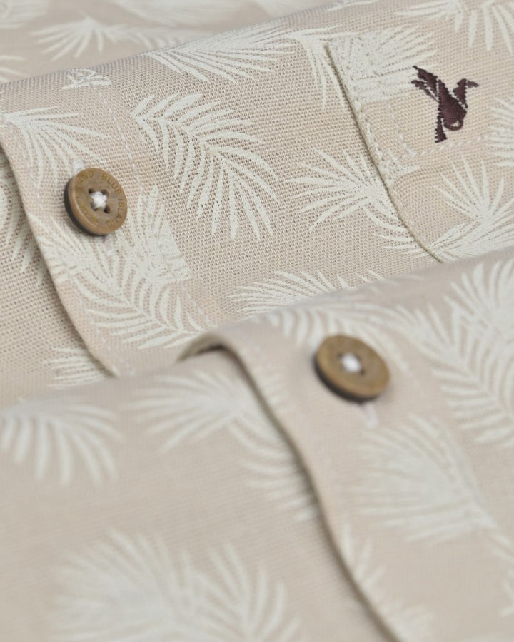 Sandal Cream Leaf Print - Full-Stain Proof