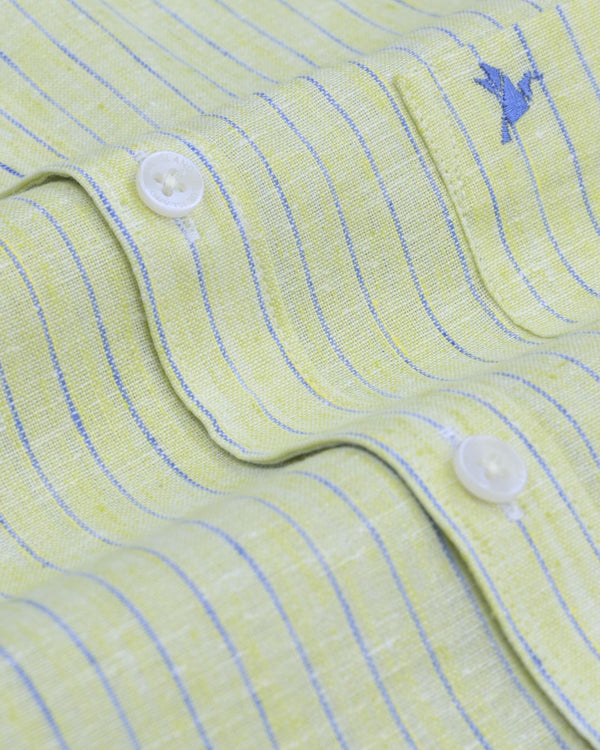 Lime Green Stripes -Full-Bamboo Linen