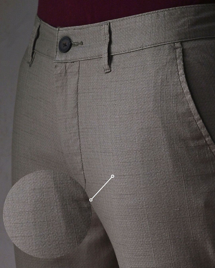Grey Mini Checks- 2 way stretch - COTTON LINEN PANT