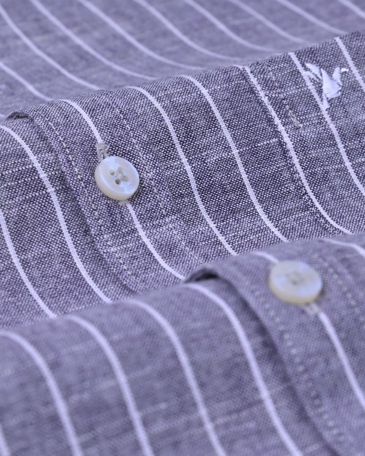 Violet Pinstripes -Full-Bamboo Linen