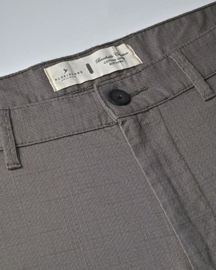 Grey Mini Checks- 2 way stretch - COTTON LINEN PANT