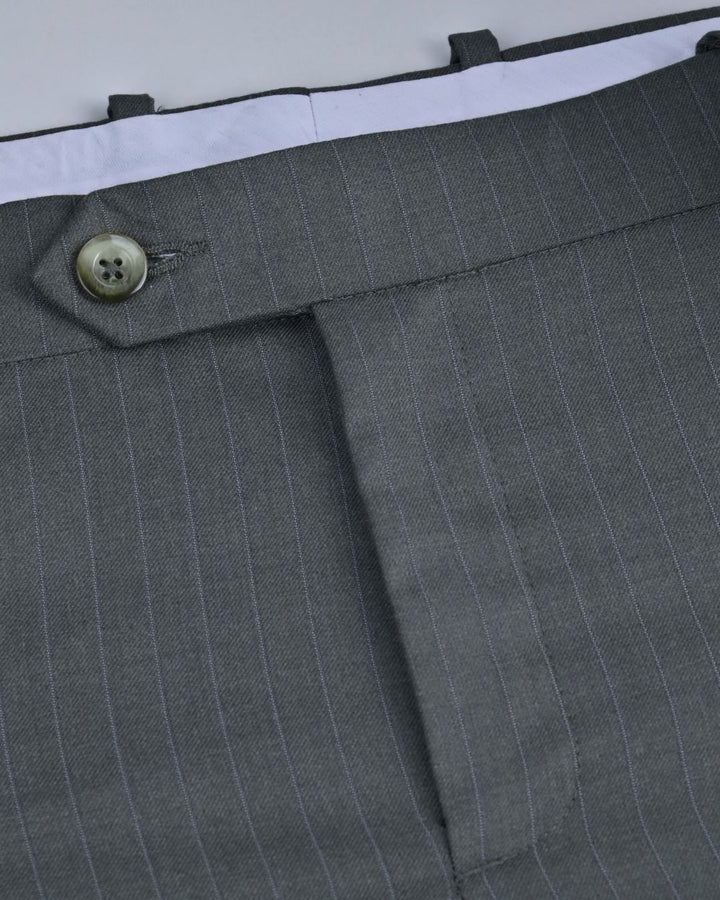 Dark Green Vertical Stripes - Wrinkle free Formal Pant