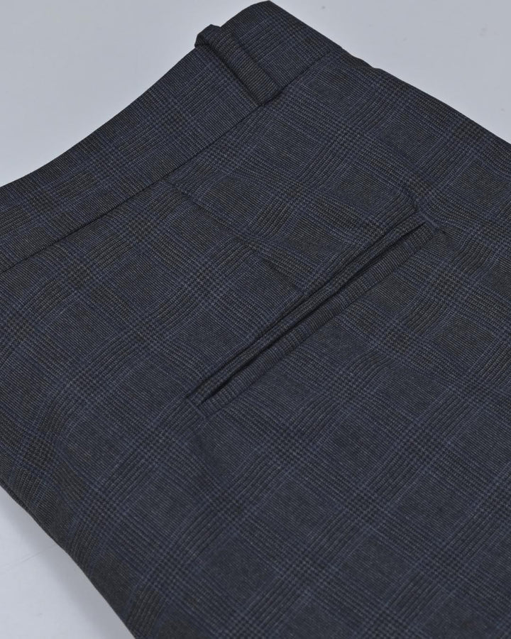 Blackish Grey Multi Line Checks - Wrinkle free Formal Pant
