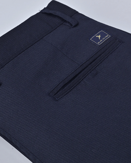 Navy Mix Dot Printed - 2 way stretch - COTTON PANT