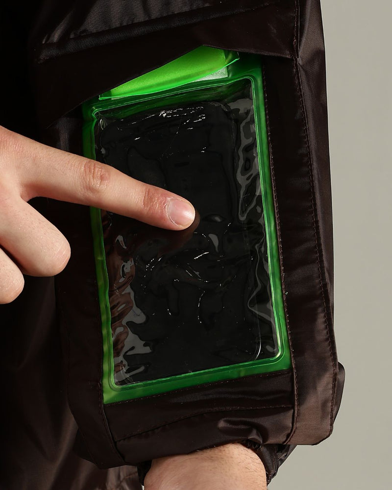 Teak Brown - Rain Jacket with Mobile Pouch