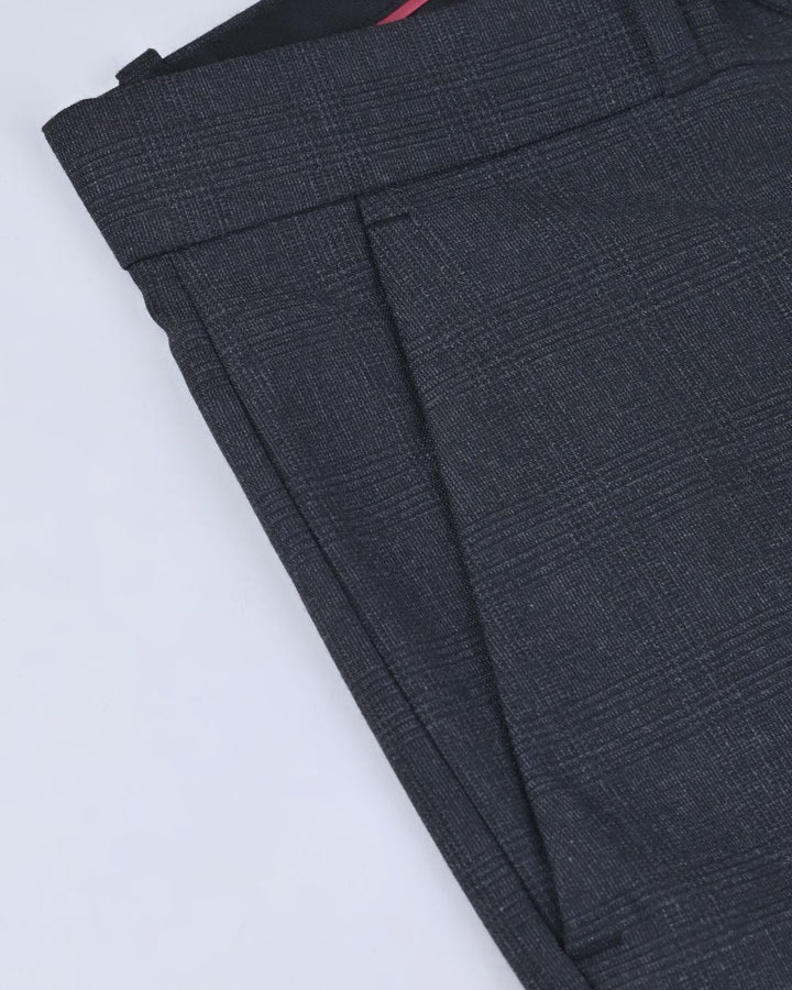 Metal Black Cross Line Checked - Wrinkle free Formal Pant