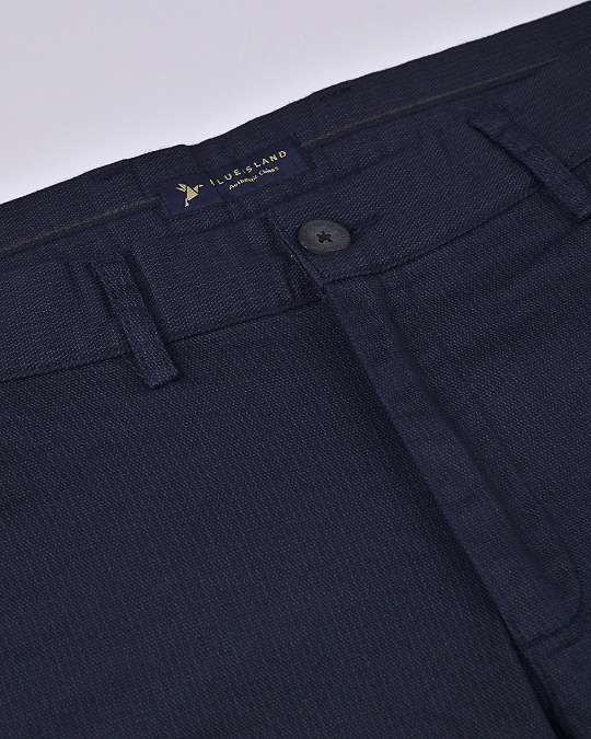 Navy Mix Dot Printed - 2 way stretch - COTTON PANT