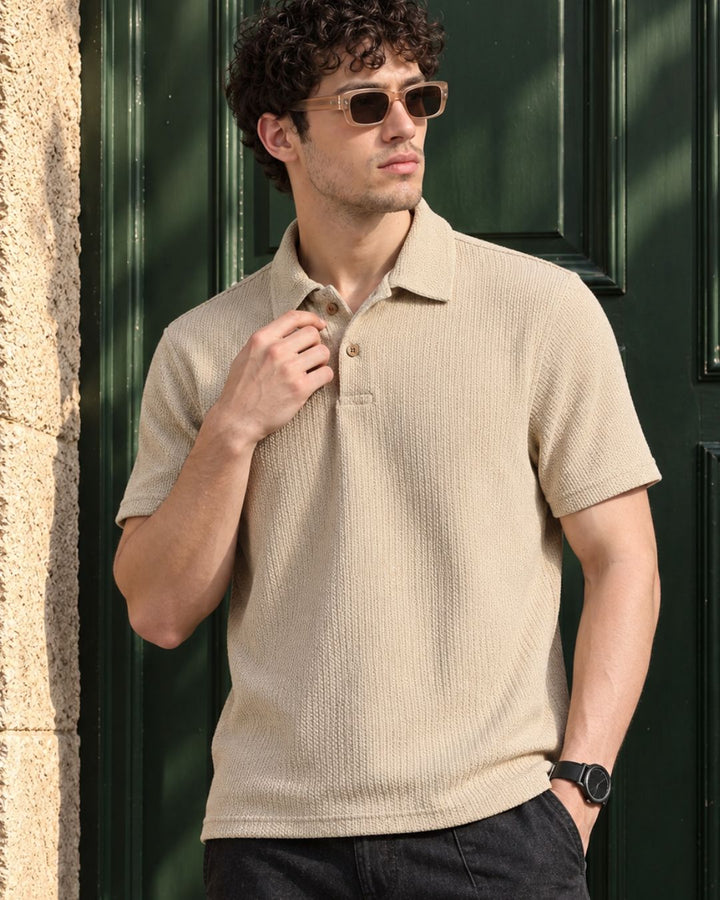 Desert Cream Pop Textured - Polo Tshirt