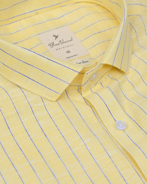 Bright Yellow Stripes -Full-Bamboo Linen
