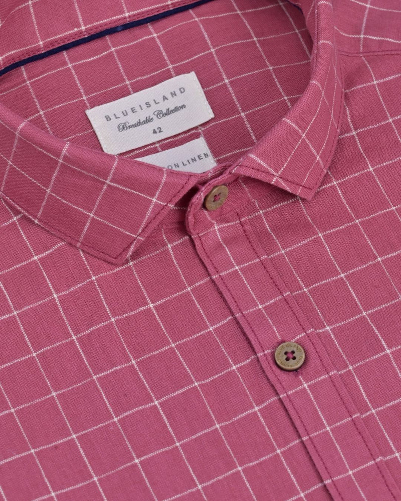 Rose Box Checks -Full-Cotton Linen Shirt