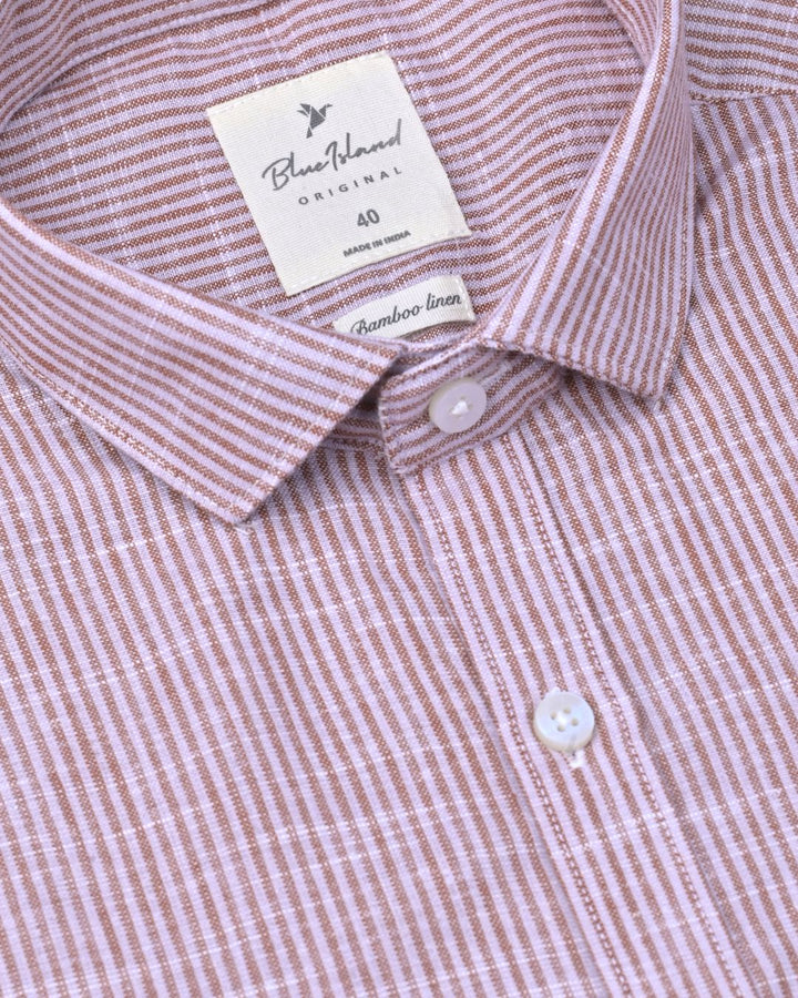 Orange Fine Stripes -Full-Bamboo Linen