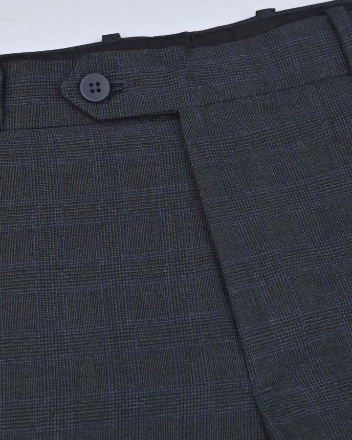 Blackish Grey Multi Line Checks - Wrinkle free Formal Pant