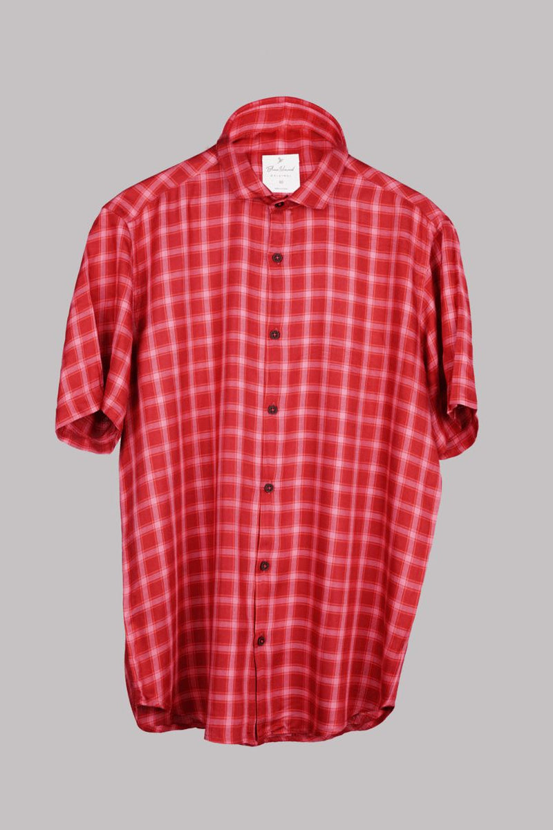 Tomato Red Checks - Half Sleeve - Airlite Shirt