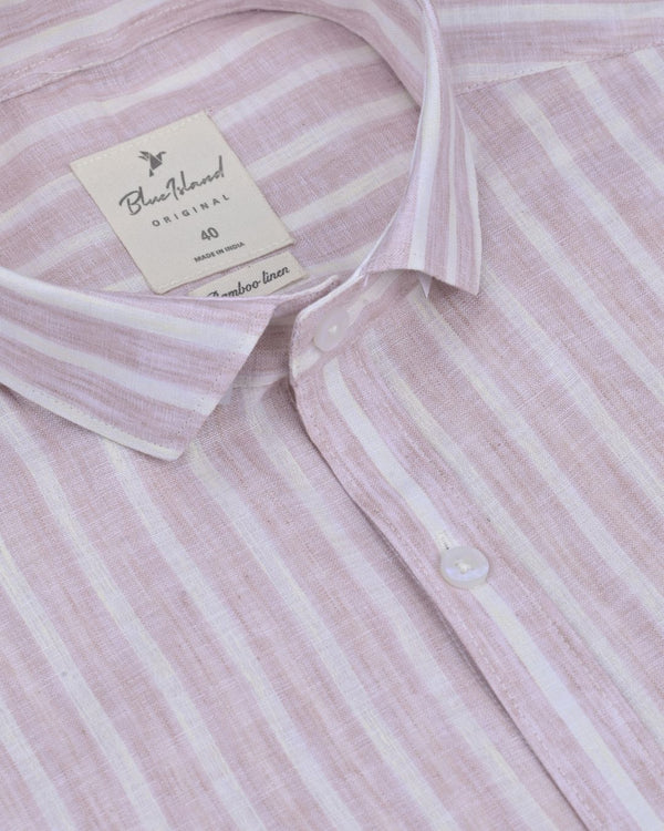 Mild Maroon & Yellow Stripes -Full-Bamboo Linen