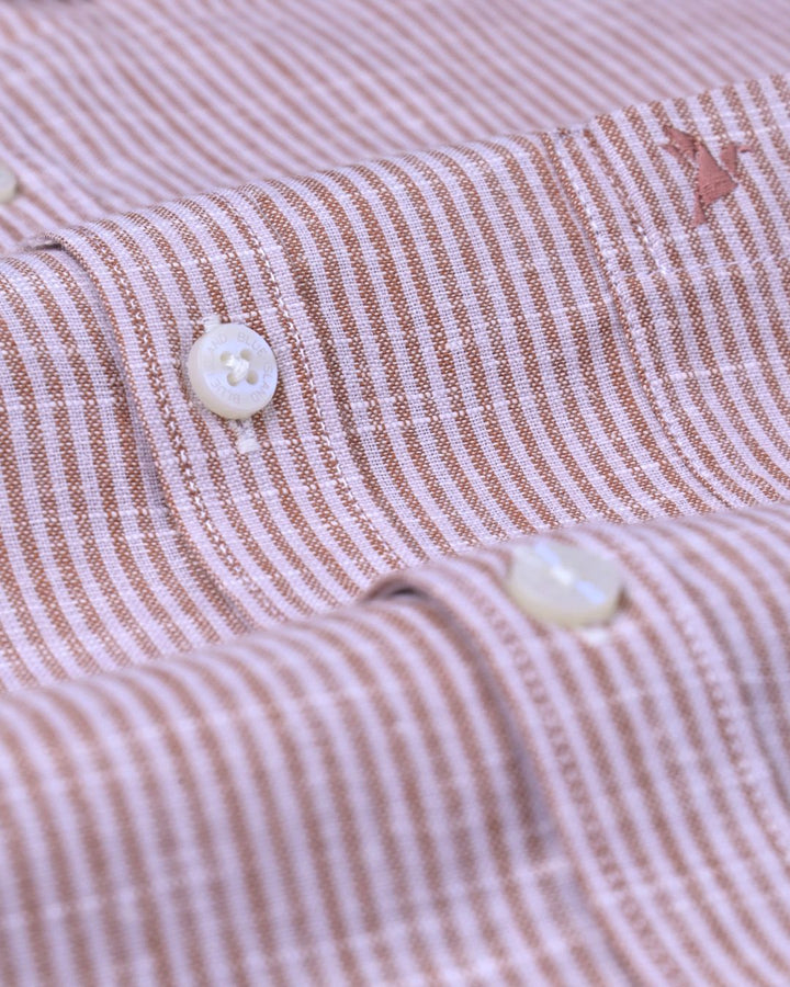 Orange Fine Stripes -Full-Bamboo Linen