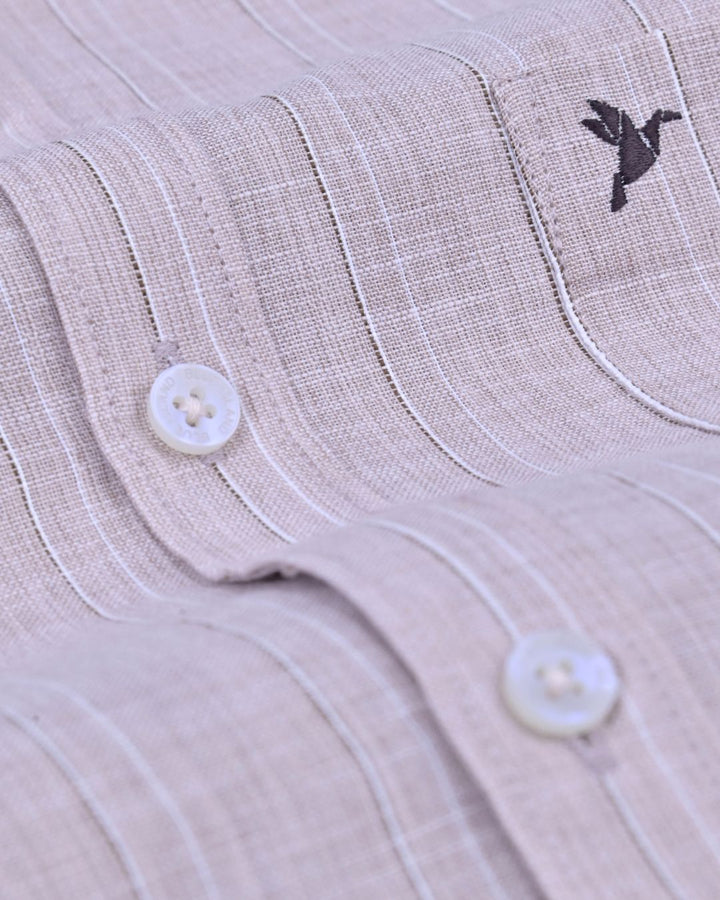 Copper Double Dotted line Stripes -Full-Bamboo Linen