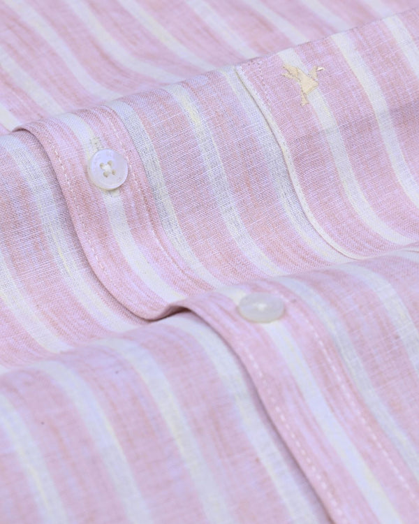 Mild Maroon & Yellow Stripes -Full-Bamboo Linen