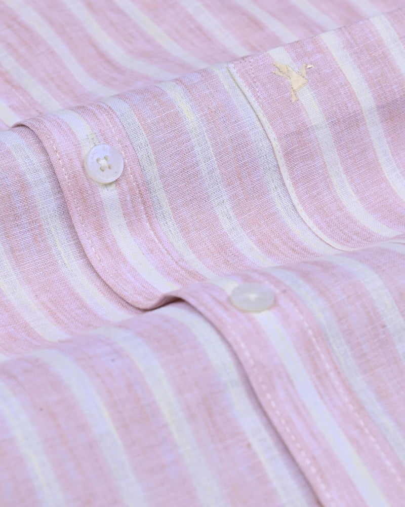 Mild Maroon & Yellow Stripes -Full-Bamboo Linen