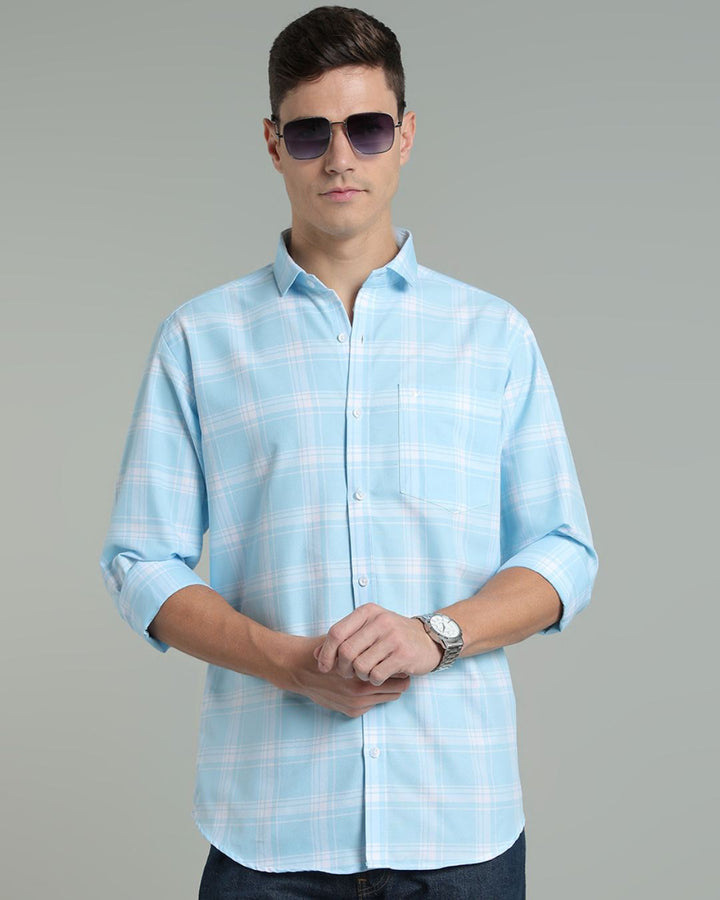 Blue & White Box Checks -Full-Stain Proof