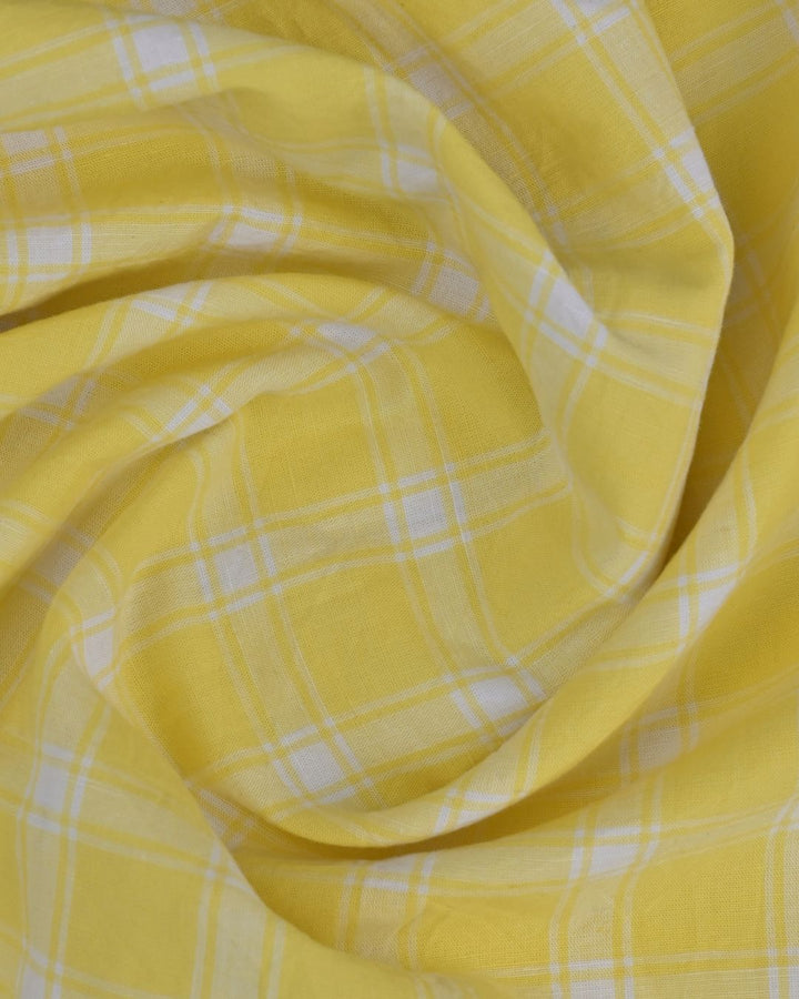 Bright Yellow Mini Checks -Full-Cotton Linen Shirt