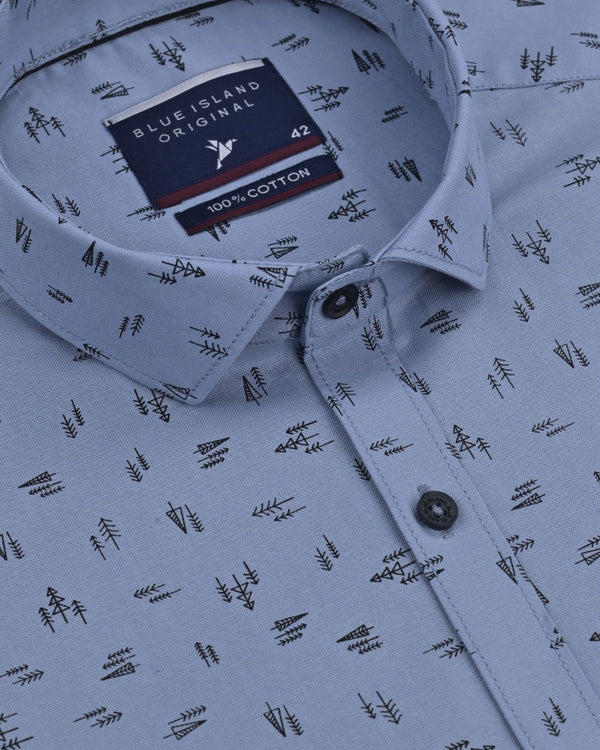 Bluish Grey Print -Full-Stain Proof