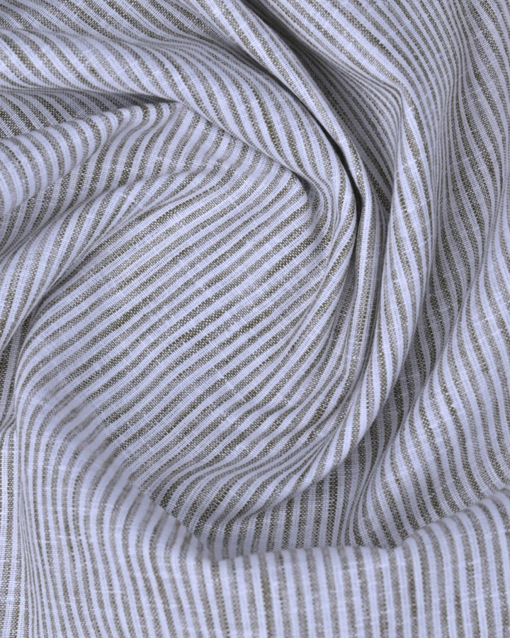 Khaki Grid Lines -Full-Bamboo Linen