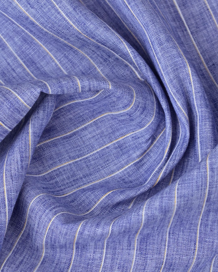 Denim & Yellow Large Stripes-Full-Bamboo Linen