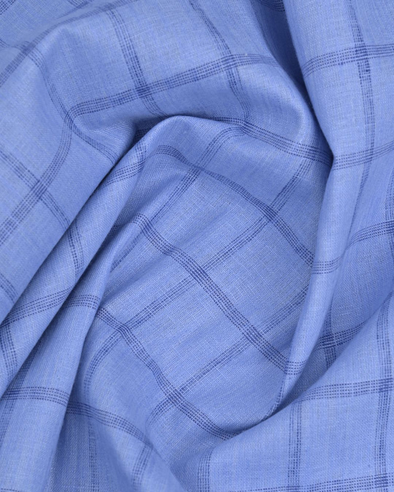 Blue & Navy Multi Line Checks -Full-Bamboo Linen