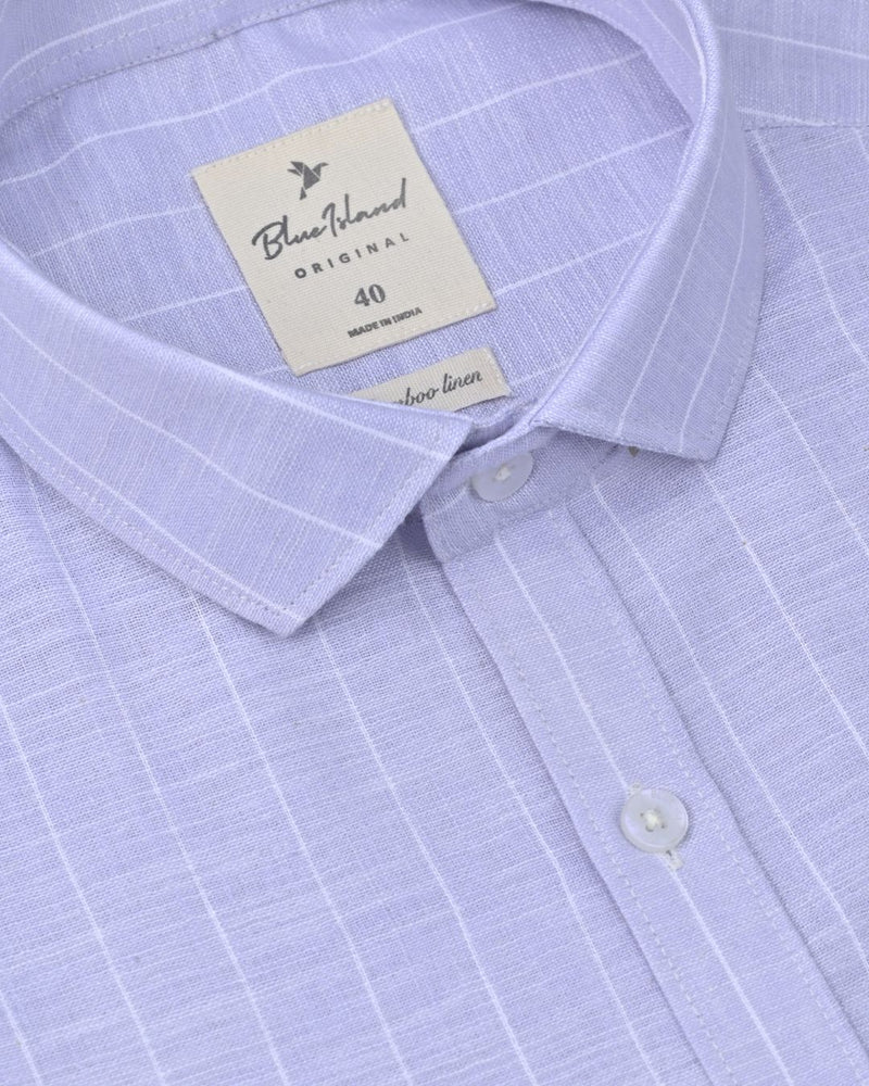 Pale Violet Stripes -Full-Bamboo Linen