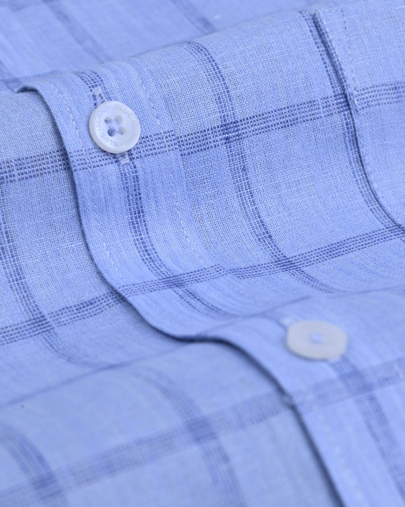 Blue & Navy Multi Line Checks -Full-Bamboo Linen