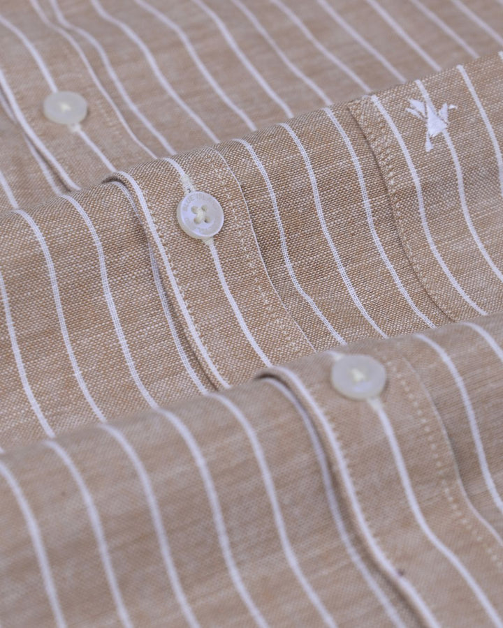Copper Brown Stripes -Full-Bamboo Linen