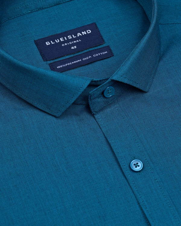 Peacock Blue Solid - Half Sleeve-Giza Cotton