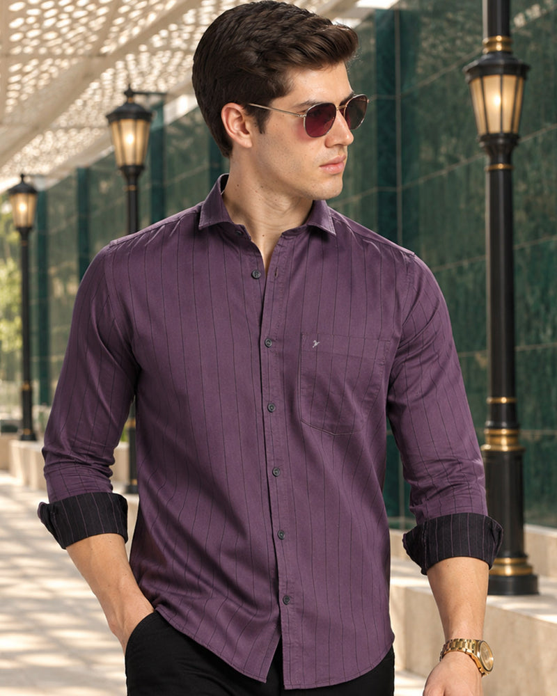 Dusty Violet Vertical Stripes -Full-Stain Proof