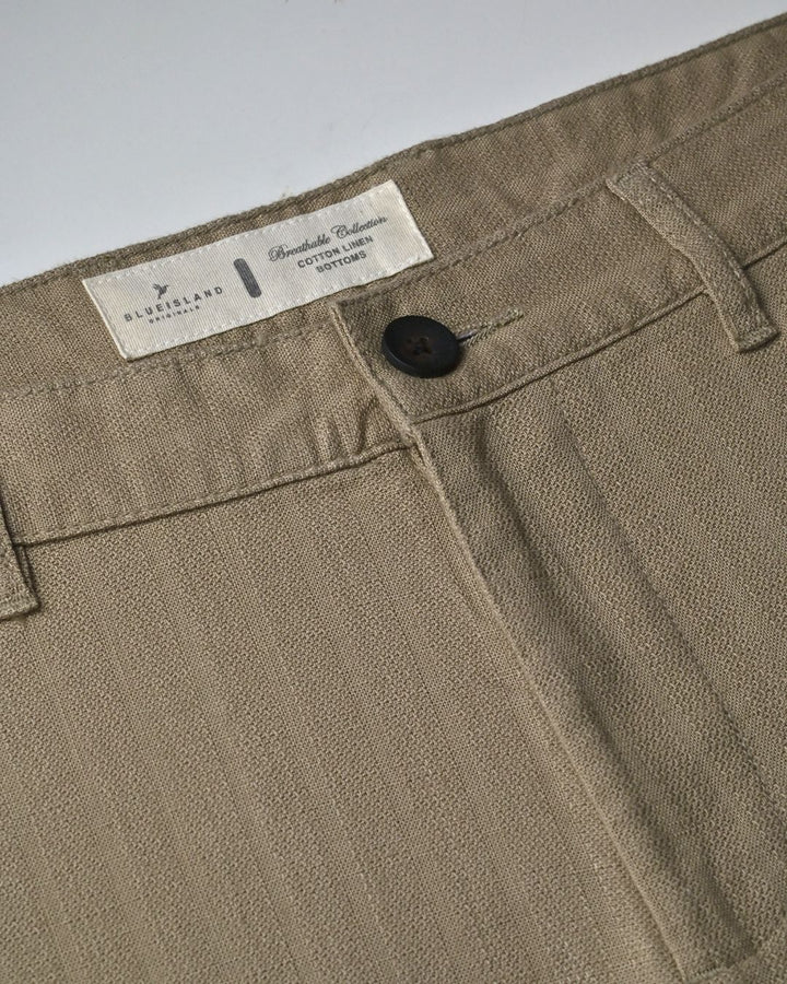 Desert Brown Grain Stripes - 2 way stretch - COTTON LINEN PANT