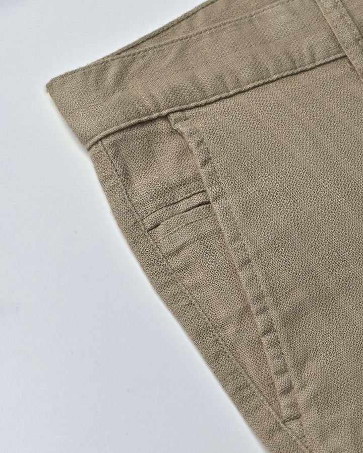 Desert Brown Grain Stripes - 2 way stretch - COTTON LINEN PANT