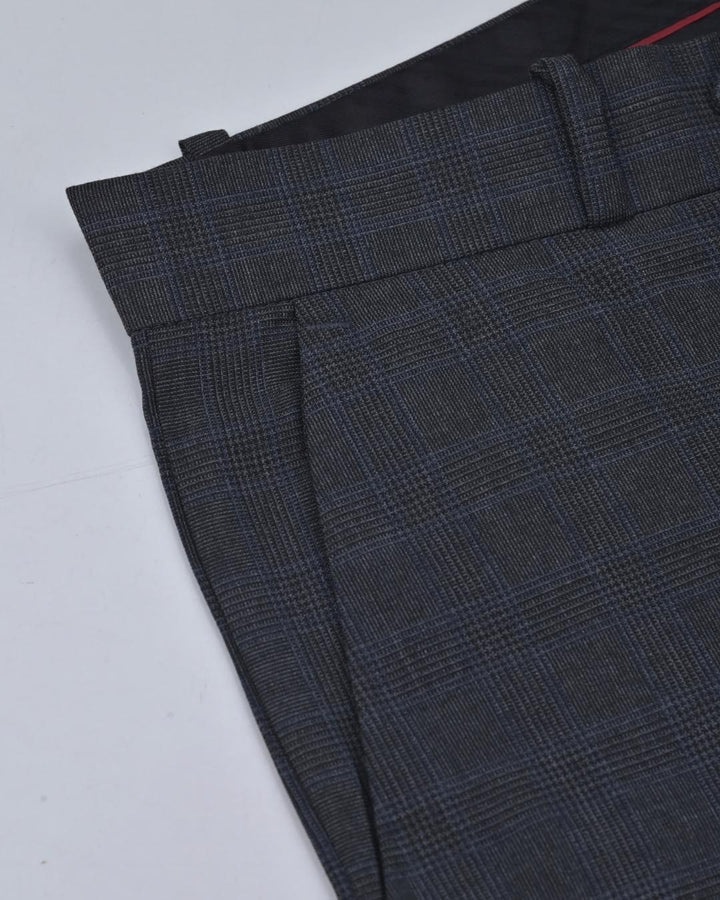 Blackish Grey Multi Line Checks - Wrinkle free Formal Pant