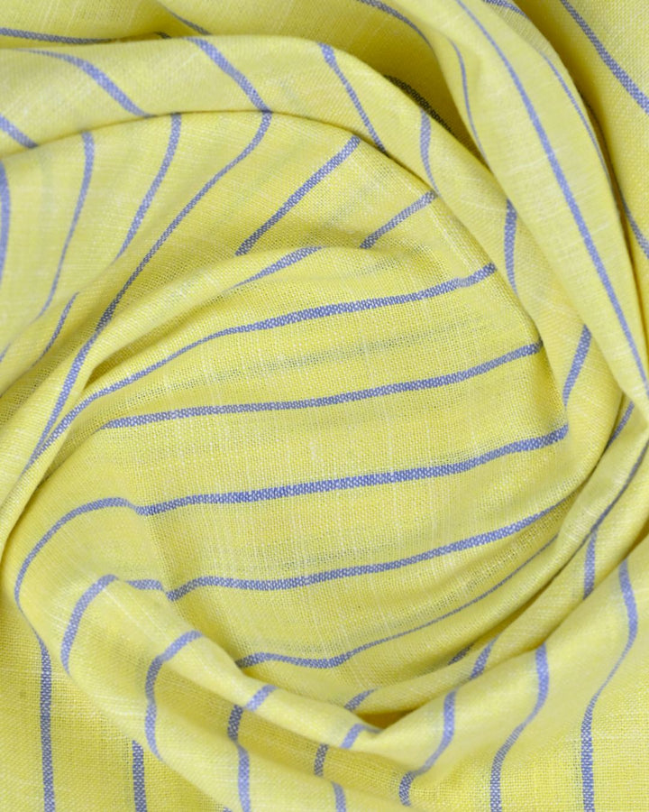 Yellow & Denim Line Stripes -Full-Bamboo Linen