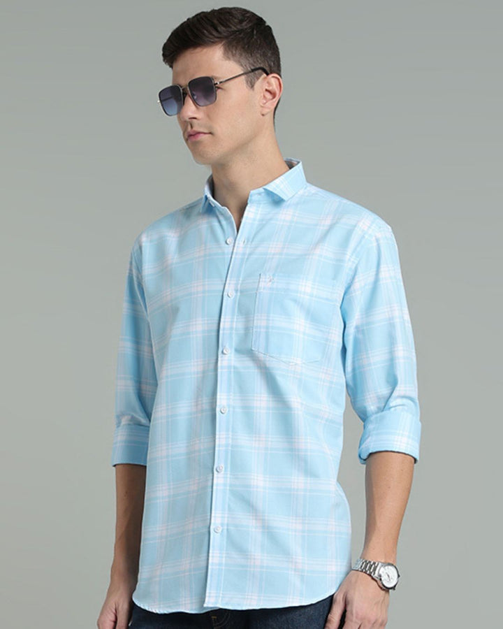Blue & White Box Checks -Full-Stain Proof
