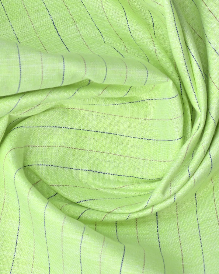 Radium Green Dotted Line Stripes -Full-Bamboo Linen