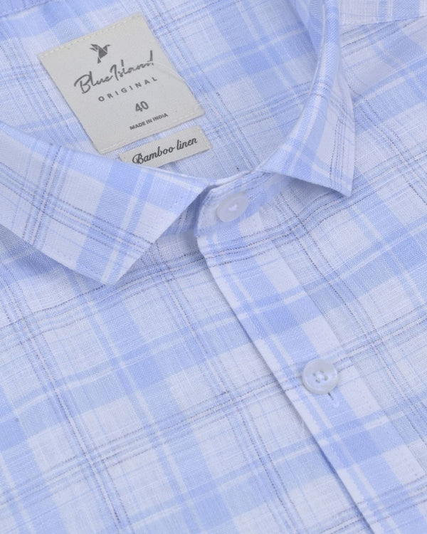 Multi Blue Line Checks -Full-Bamboo Linen