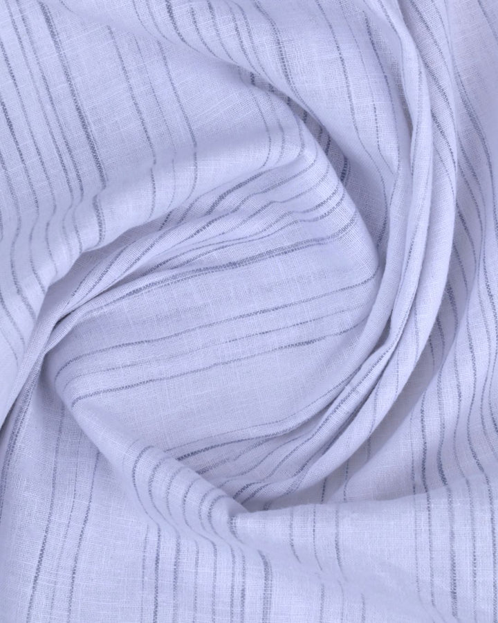 White & Grey Multi Line Stripes -Full-Cotton Linen Shirt
