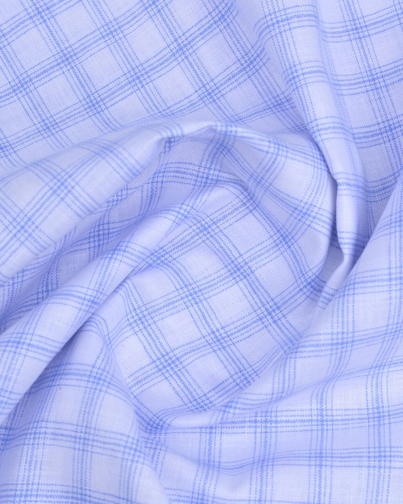 White & Blue Grid Checks -Full-Bamboo Linen