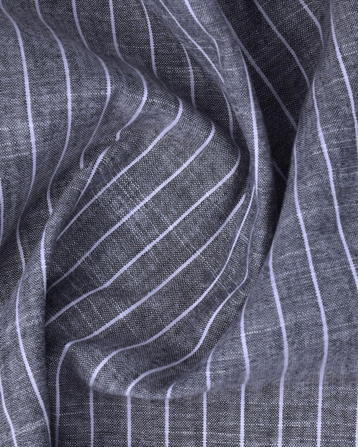 Black Pinstripes -Full-Bamboo Linen